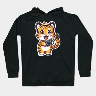 Cute Kawaii Tiger With Camera Hoodie